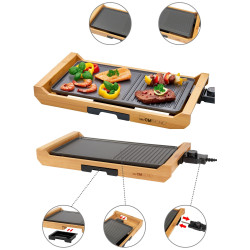 Elektryczny Grill stołowy na bambusowej tacy Clatronic TG 3697