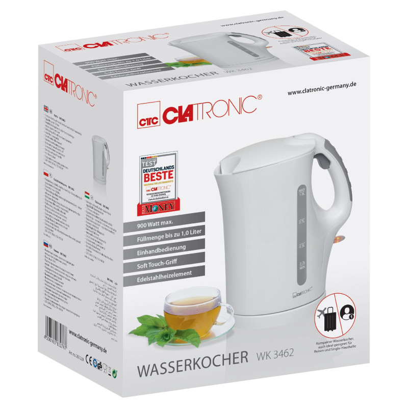 Czajnik elektryczny bezprzewodowy 1L Clatronic WK 3462 (biały)