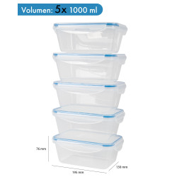 Pojemniki do przechowywania żywności 5x 1000 ml Classbach C-FHD 4007 K