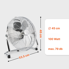 Wentylator podłogowy cyrkulator powietrza ProfiCare PC-VL 3066 WM Ø 45 cm (chrom)
