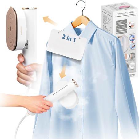 Żelazko turystyczne i steamer 2w1 ProfiCare PC-DG 3124 (biało–złoty)