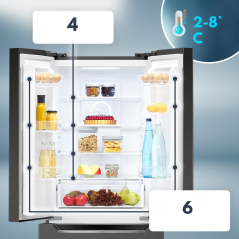 Lodówko-zamrażarka French Door Bomann KG 7361 IX (ciemny inox)