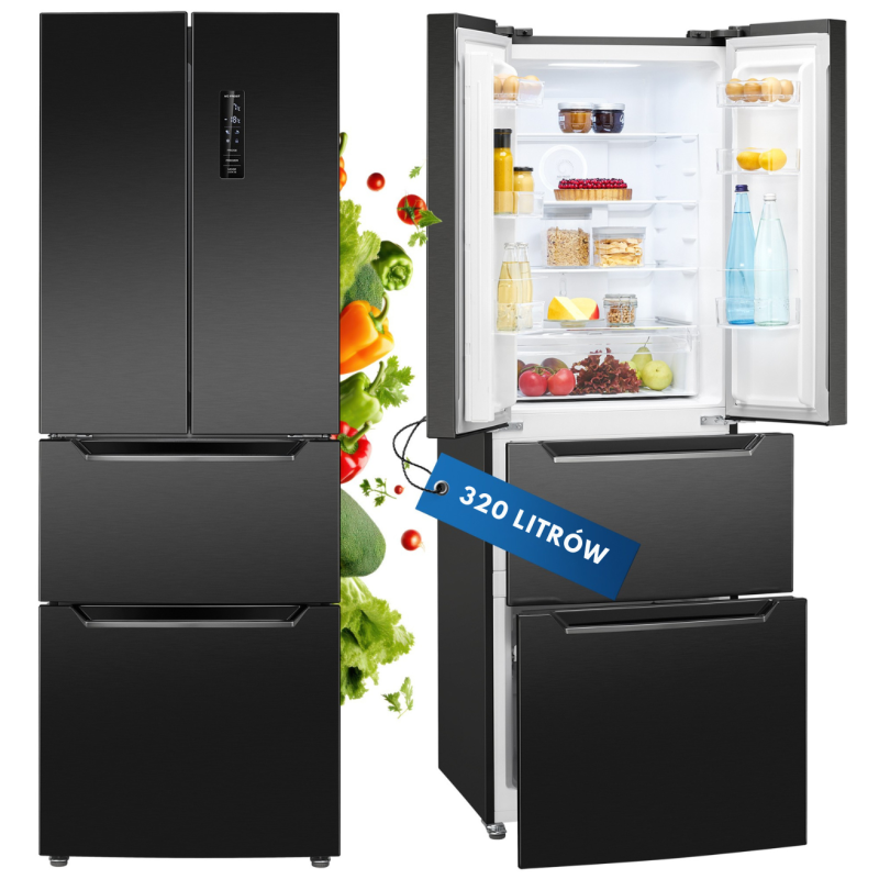 Lodówko-zamrażarka French Door Bomann KG 7361 IX (ciemny inox)