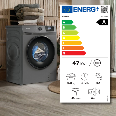 Pralka automatyczna 8 kg 1400 obr/min Inverter Bomann WA 7185 (antracyt) (W)