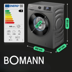 Pralka automatyczna slim 7 kg 1400 obr/min Inverter Bomann WA 7175 (antracyt)