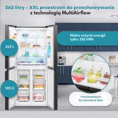 Lodówko-zamrażarka Cross Door Bomann KG 7358 (ciemny inox)
