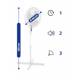 Wentylator stojący wiatrak podłogowy Clatronic VL 3603 S (Ø40cm, wys.125cm, biały)