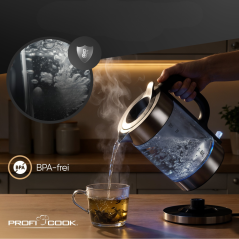 Czajnik elektryczny szklany 1.7 L ProfiCook PC-WKS 1322 G (inox)