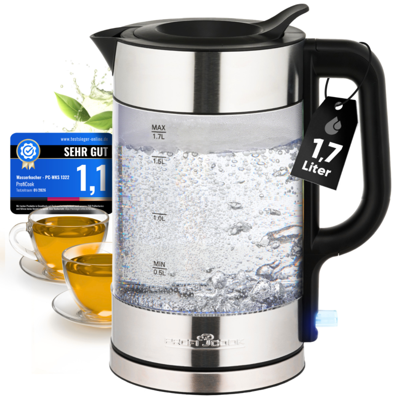 Czajnik elektryczny szklany 1.7 L ProfiCook PC-WKS 1322 G (inox)