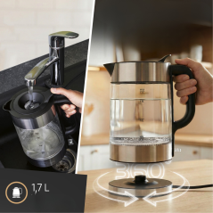 Czajnik elektryczny szklany 1.7 L ProfiCook PC-WKS 1322 G (ciemny inox)