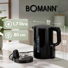 Czajnik elektryczny bezprzewodowy 1.7 L Bomann WK 6090 CB (czarny)
