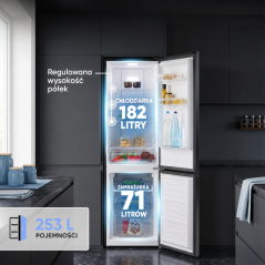 Lodówko-zamrażarka 253 l Bomann KG 7370 (ciemny inox)