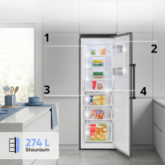Zamrażarka szufladowa Total No Frost 274 l Bomann GS 7371 (ciemny inox)