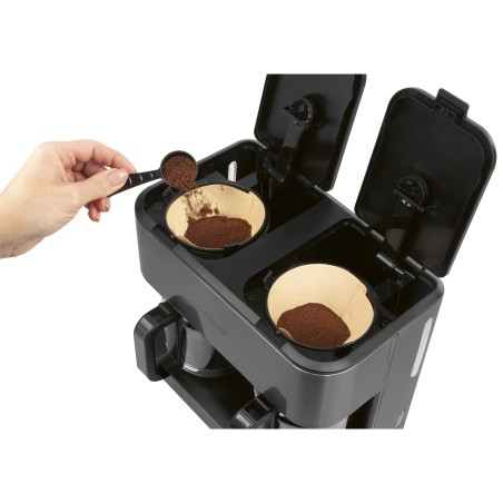 Podwójny przelewowy ekspres do kawy ProfiCook PC-KAD 1308 (ciemny inox)