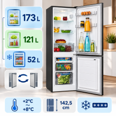 Lodówko-zamrażarka 173 l Bomann KG 320.3 (ciemny inox)
