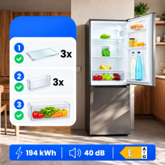 Lodówko-zamrażarka 173 l Bomann KG 320.3 (ciemny inox)